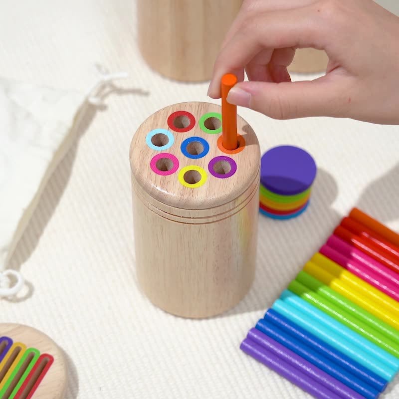 Children'S Puzzle Color Classification Tube Baby Color Cognitive Shape Matching Kindergarten Montessori Early Education Wooden Toys - Image 3